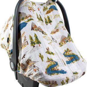 EUC Bebe Au Lait Desert/Ranch Themed Cotton Infant Carseat Cover